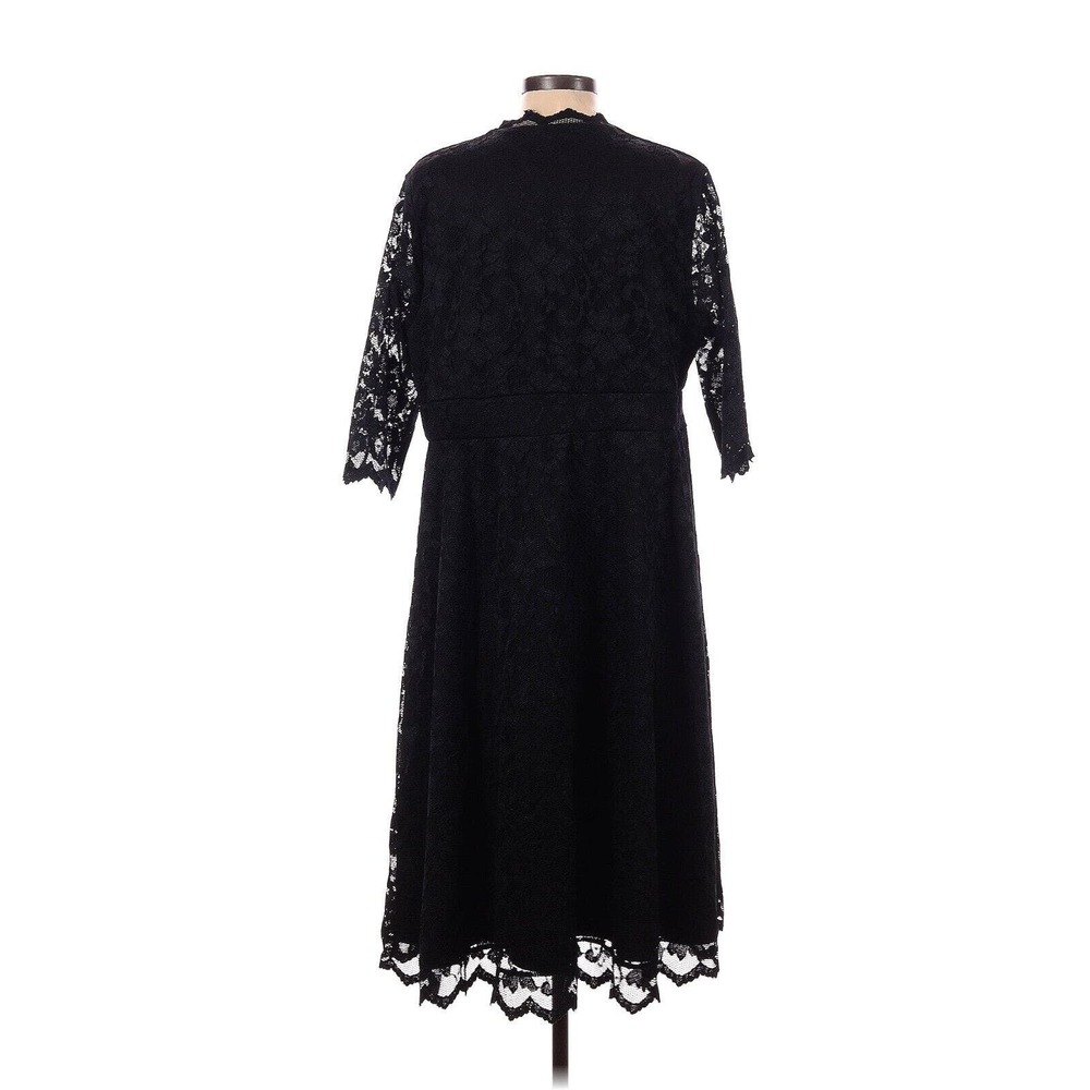 Kiyonna Women Dress Solid Black 1X Scalloped Boudoir Lace Style Lined Sexy Vixen - Picture 6 of 9